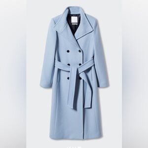 Mango Blue Double-Breasted Coat